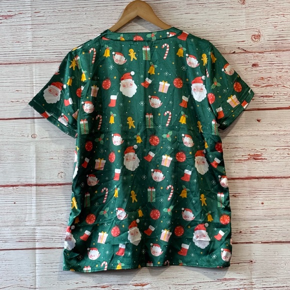 Ekouaer Satin Pajama Set in Green Santa Christmas Print Sz M - Picture 7 of 12